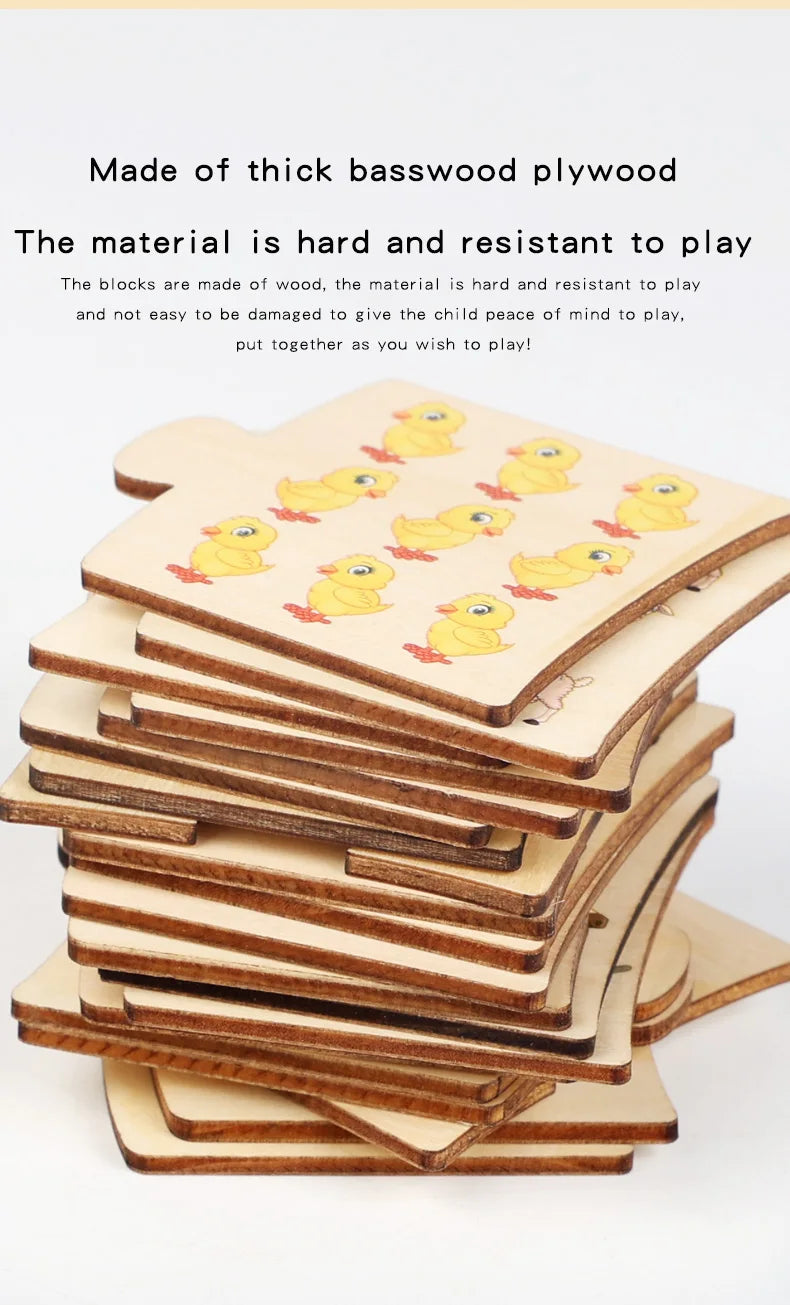 Children's Iron Box Number Enlightenment Paired Wooden Animal Food Puzzle Board Logical Thinking Training Game Educational Toys