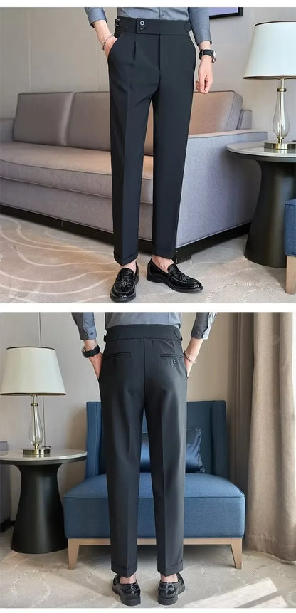 Business Casual Men's Suit Pants Breathable Versatile Korean Style Lightweight Luxury West Pants for Office Work Slim Fit