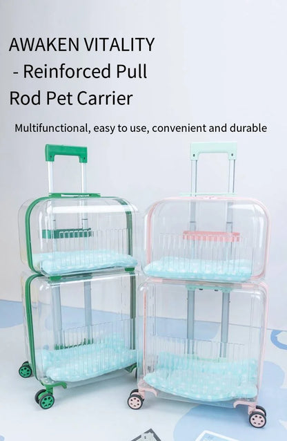 Pet Outdoor Suitcase Portable Car Mounted Double-layer Transparent Breathable Cat and Dog Tour Cat Bag