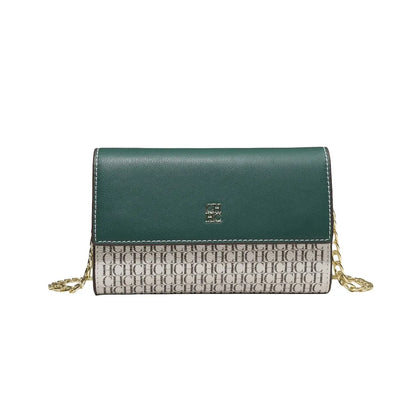 CH Women Crossbody Bag Splicing Letter Print Metal Chain Shoulder Purse PU Leather Flap Small Ladies Evening Clutch Handbag Gift