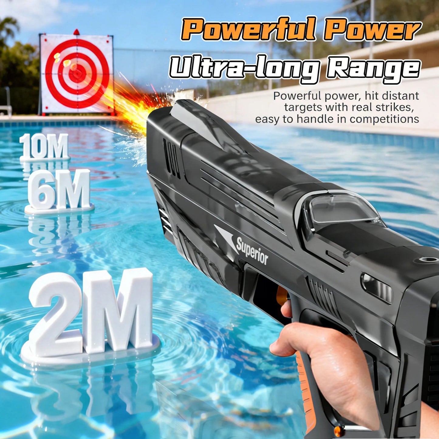 New Electric Water Guns Children Wholesale AutomaticWater Absorption Battery DisplayLarge Capacity Boys' Water PlayToyWater Gun