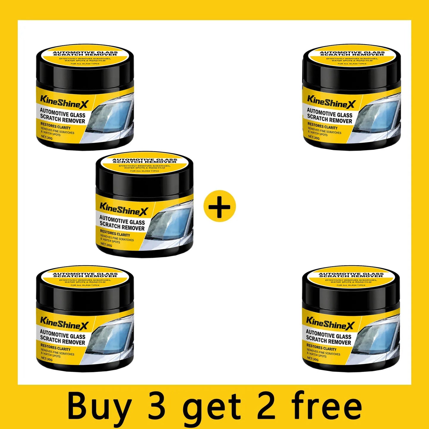 Polish / Restore / Brighten – Car Glass Scratch Repair Compound, Windshield Renovation Paste, Mirror Finish Brightener