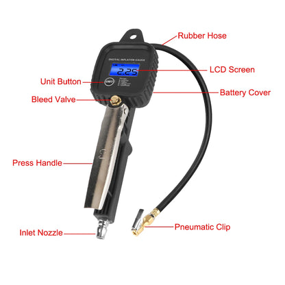 Digital Display Tire Pressure Gauge Auto Accessories High-precision Monitoring Inflation Gun Universal Car Tire Manometro