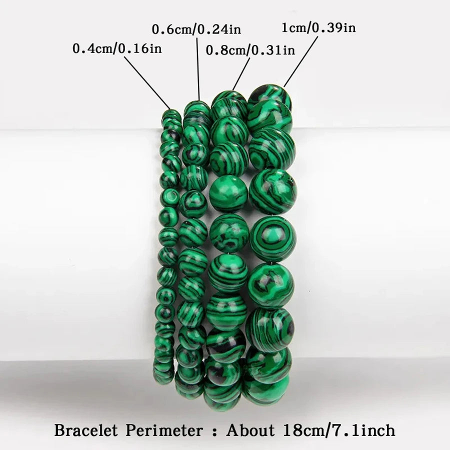 Natural Green Malachite Stone Bracelet 6/8/10mm Handmade Round Beads Bracelets Couple Energy Yoga Bracelet Men Women Jewelry Top