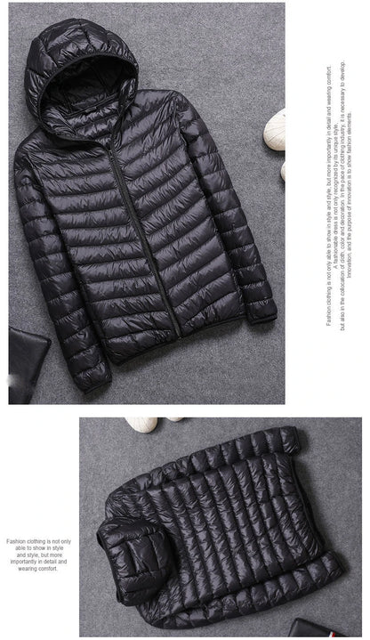 Men's All-Season Ultra Lightweight Packable Down Jacket Water and Wind-Resistant Breathable Coat Big Size Men Hoodies Jackets