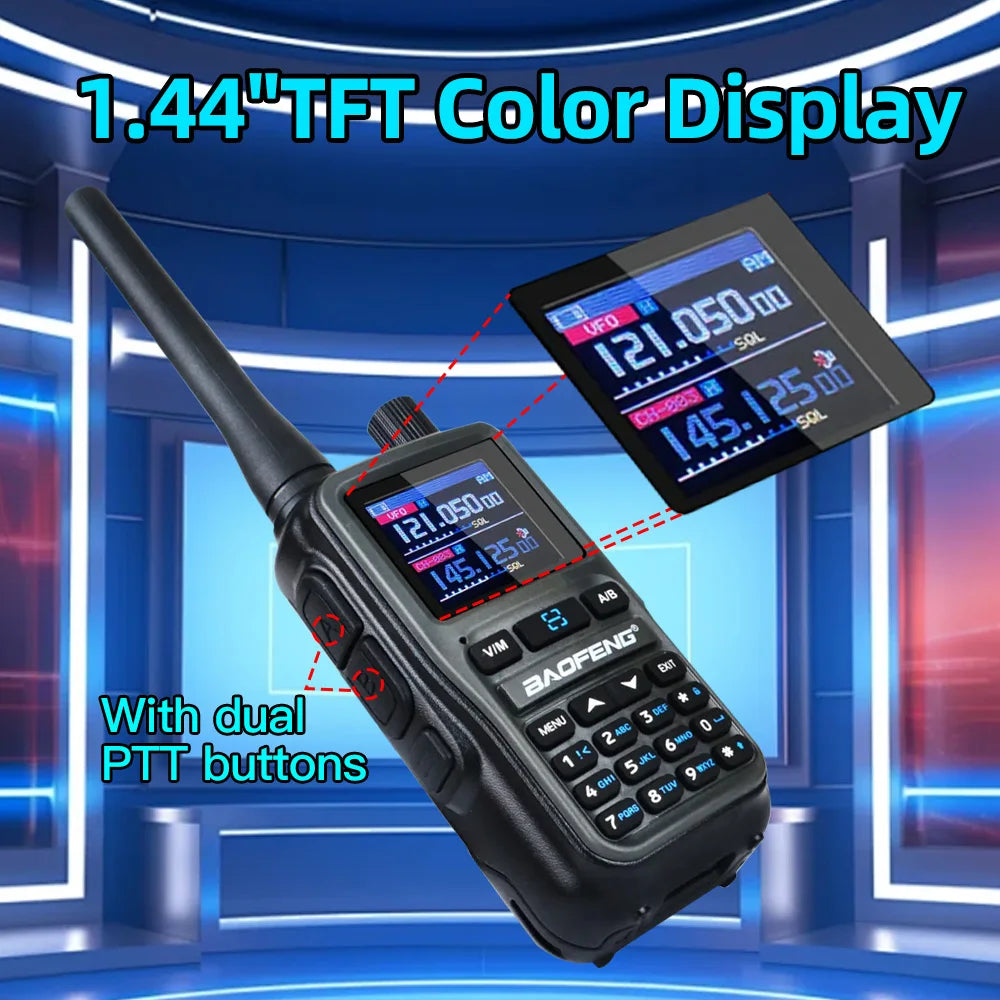 Baofeng UV 5R Mini Walkie Talkie One-click Frequency Matching Bluetooth Programming Frequency Dual PTT Band AM/FM Camping