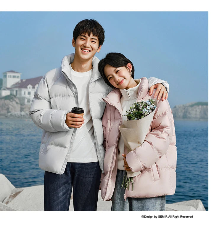 Semir Down Jacket Men Women 2026 Winter New Light Short Coat Three-Proof Thermal Puffer Coat Couple Top Trendy Down Jacket