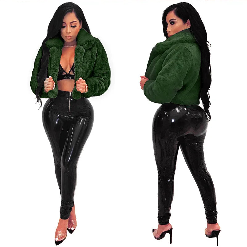 Women Coat Faux Fur Coats Sexy Short Jackets Turn Down Collar Long Maxi Loose Open Stitch Thick Warm Outerwear Autumn Winter