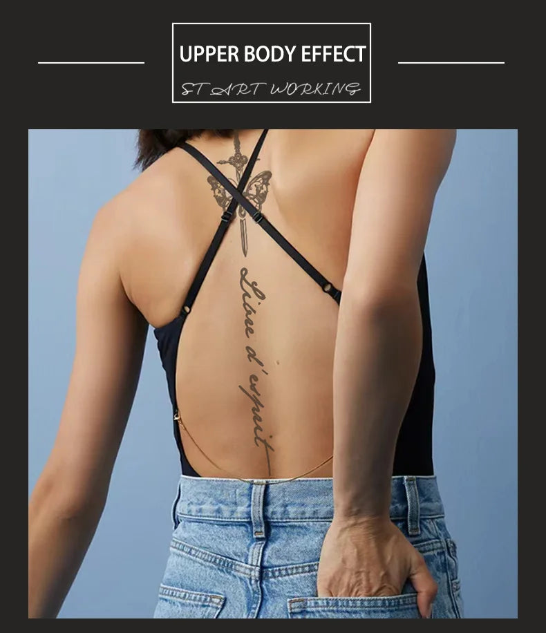 One Butterfly Spine Waterproof Temporary Tattoo, Lasting 1-2 Weeks, Semi-Permanent Tattoo Color, Realistic Fake Tattoo