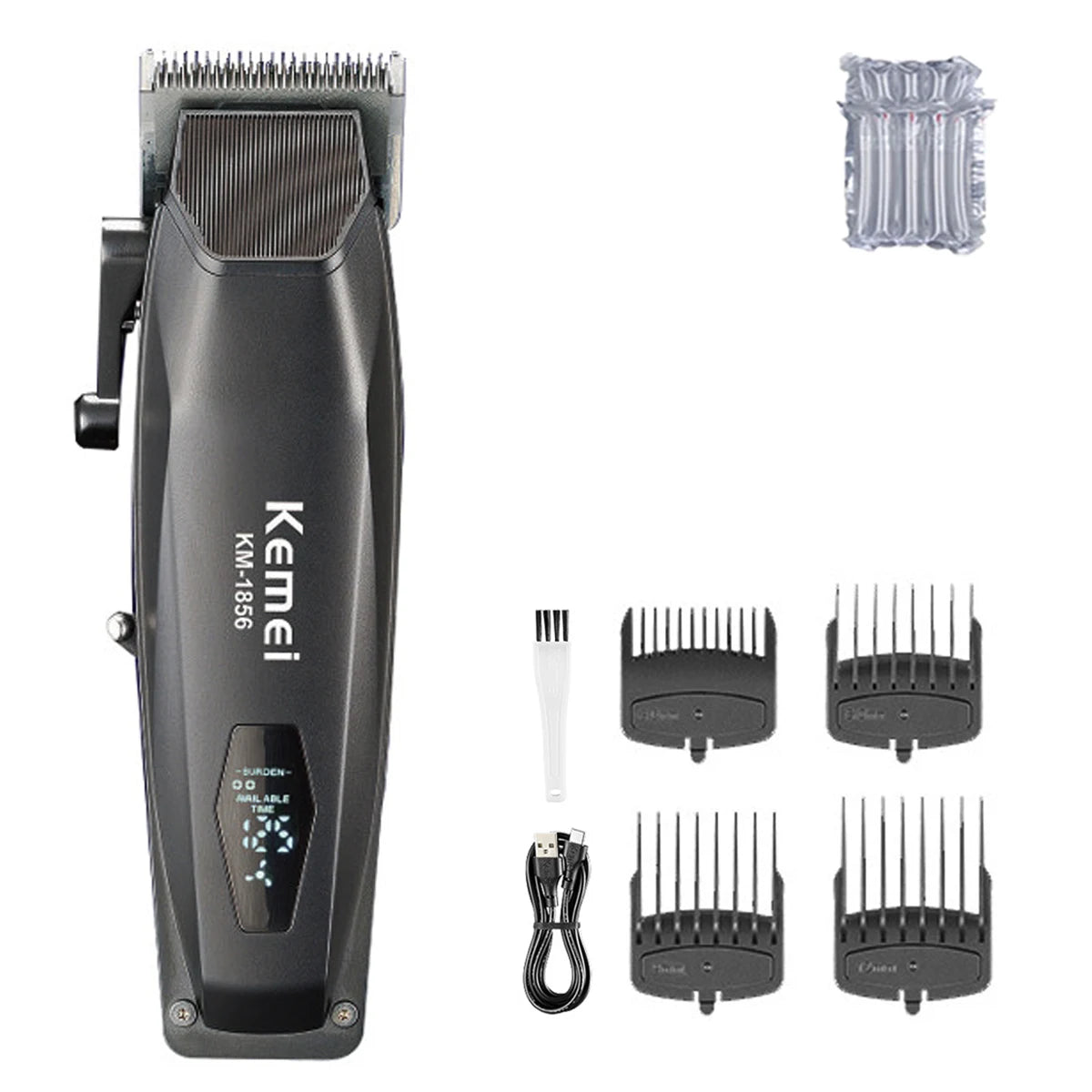 Kemei KM-1856 Professional Hair Clipper LED Display Cordless USB Interface Professional Men's Haircut Machine Hair Cutting