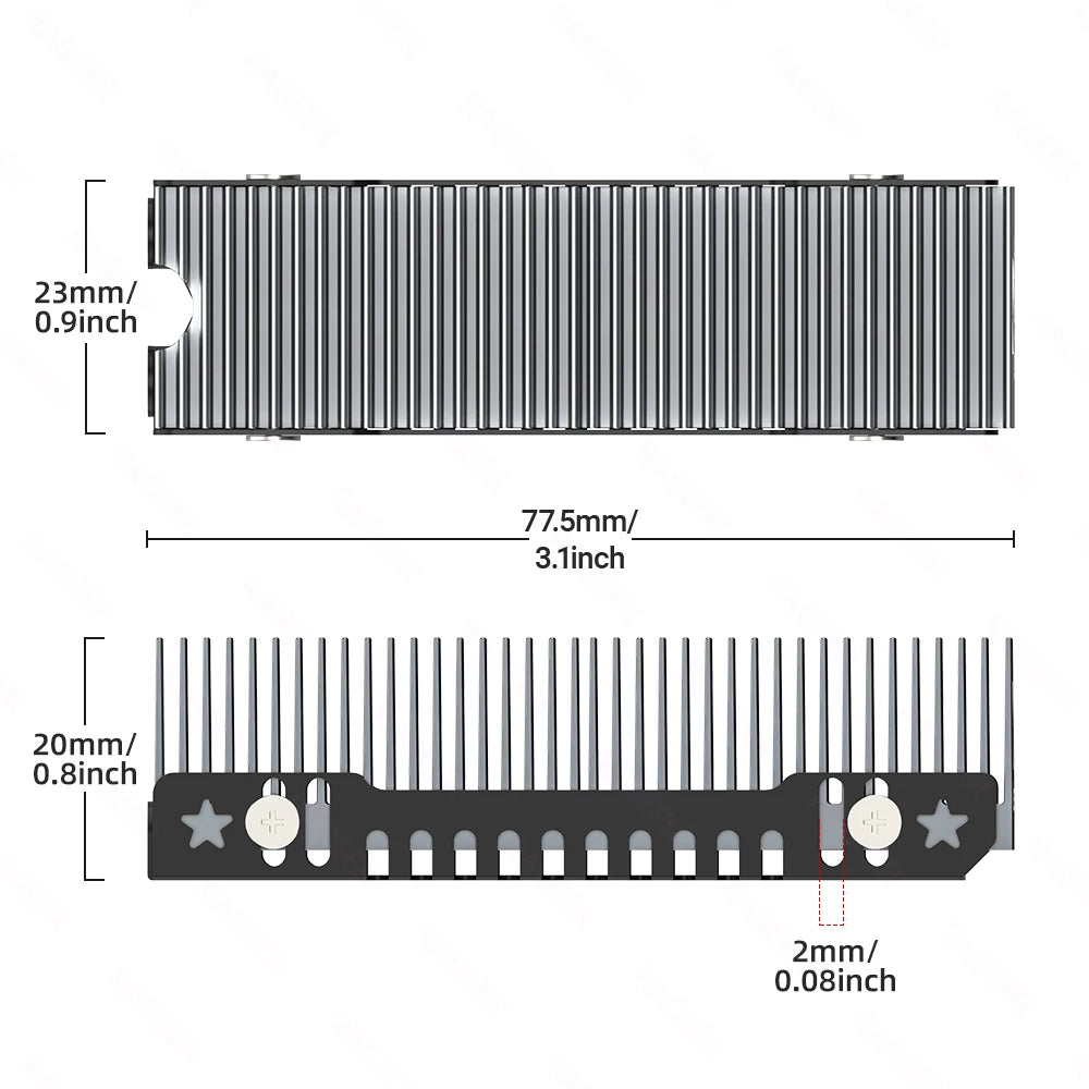 RAGEER M.2 SSD Cooler, Heavy Duty Aluminum Convection Heat Sink, NVME NGFF Cooler, Passive Heat Sink with 38 Fins - FrostBlade 1
