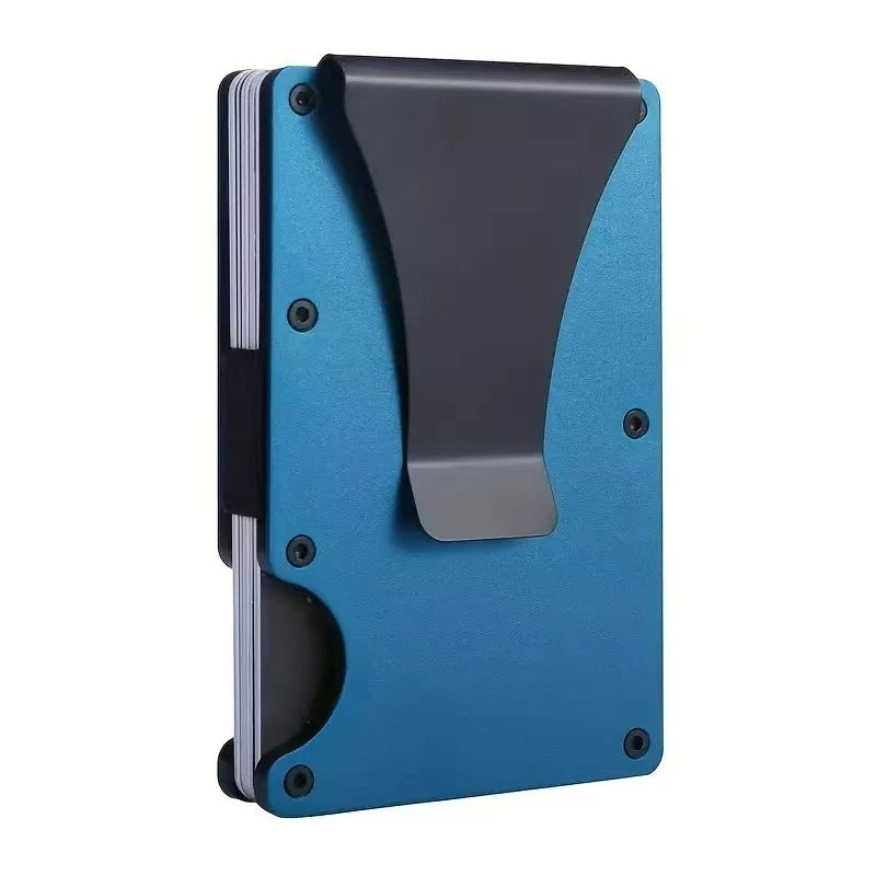 Minimalist Slim RFID Blocking Wallet For Men - Light Weight, Durable & Compact- Aluminum Wallet With Money Clip (Black）