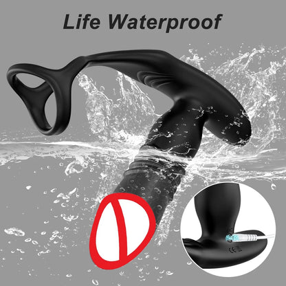 APP Control Male Thrusting Prostate Massager Anal Vibrator for Men Delay Ejaculation Penis Cock Ring Butt Plug Sex Toy for Adult