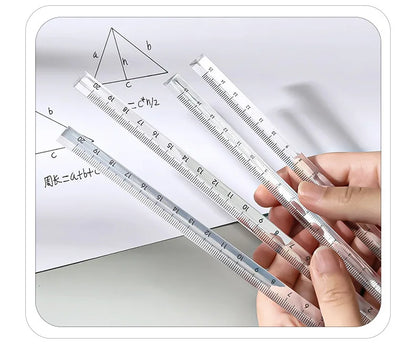 15cm /20 Cm Simple Transparent Triangular Straight Ruler Kawaii Tools Stationery Cartoon Drawing Gift Office School Measuring