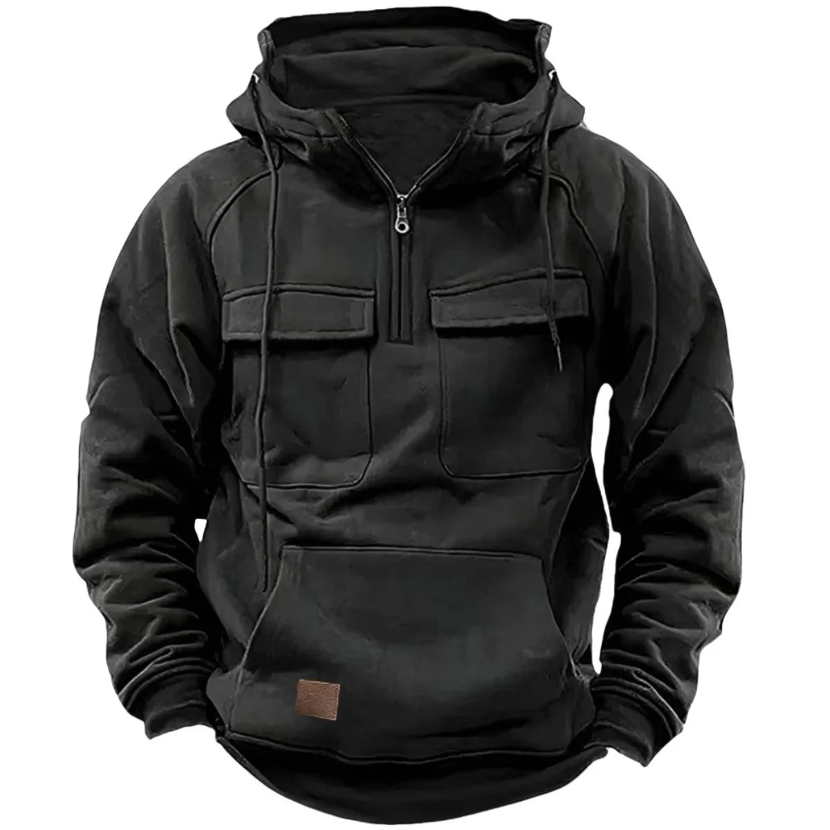 Men's Casual Sports Hooded Sweatshirt New Style Outdoor Thick Fashionable Loose Long-Sleeved Pullover with Multiple Pockets