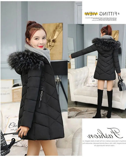 Winter New Fashion Long Cotton-padded Coat Womens Casual Hooded Parkas Womens Winter Jacket Coat Down Jacket Female