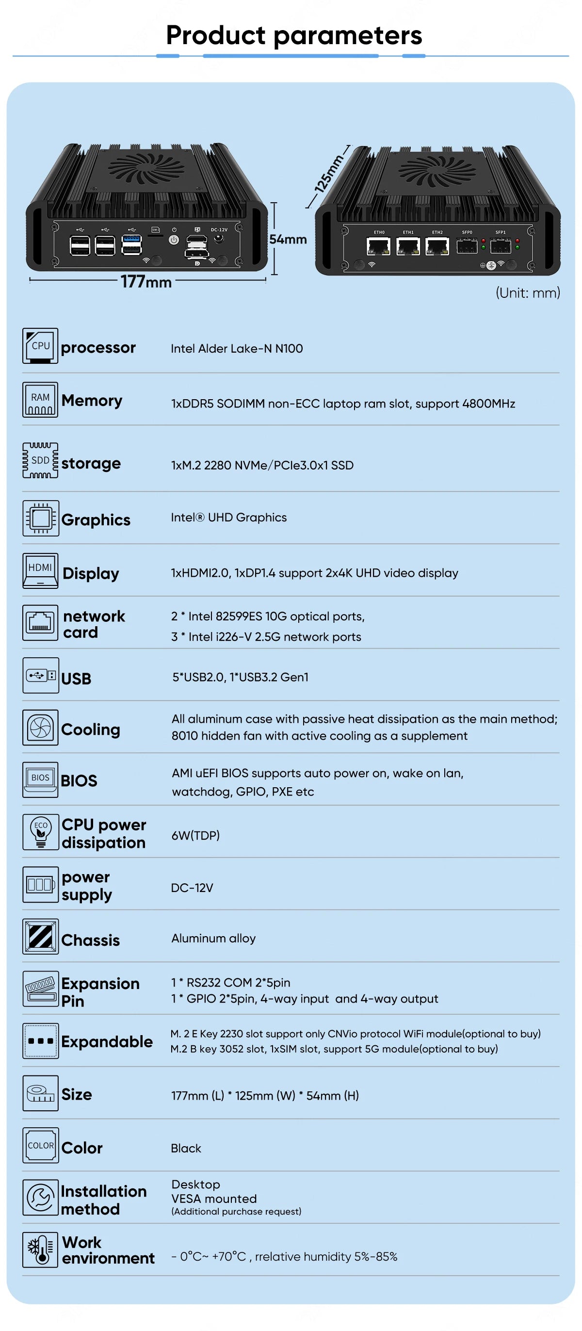Topton Metal VPN 2x 10G SFP+ Firewall Mini PC 3x 2.5G NICs i226-V Intel i3 N305 N300 N150 DDR5 NVMe Proxmox OpenWrt Home Server