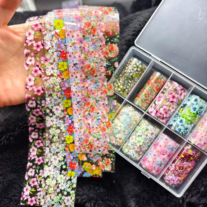 10Rolls Halloween  Flower Plaid Angel Marble  Bow Nail Foils Transfer Paper  Nail Art Stickers   Decal  Nails Decoration