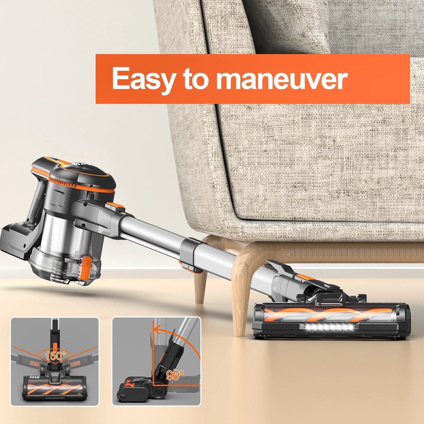 Cordless Vacuum Cleaner, 80000Pa/300W,65 Mins Runtime, 1.2L Dust Cup. Equipped with Digital Display, Anti-Tangle Brush, Self-Standing Design & Wall Charging Dock. 4-Layer Filtration, Ultra-Quiet Operation. Ideal for Pet Hair,
