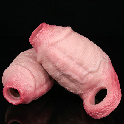 FAAK Silicone Penis Sleeve Ring Realistic Hollow Dildo Size S M Dildo Sheath Delay Ejaculating Cock Enlarger Sex Toys For Men