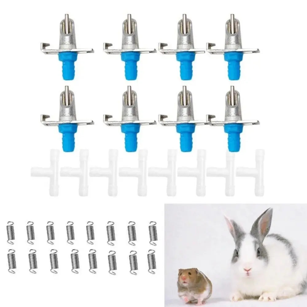 Metal&plastic Rabbit Water Drinker Nipple With Spring Automatic Water Feeder Double Hanging Type Rodents Waterer