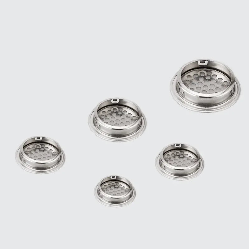 10pcs Round Cabinet Air Duct Vent Dia.19-53mm Stainless Steel Louver Mesh Hole Plug Decoration Cover Wardrobe Grille Ventilation
