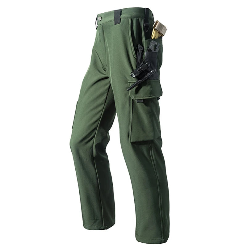 Men's City Cargo Autumn Winter Fleece Softshell Hiking Pants Fishing Climbing Trekking Casual Hunting Camping Trousers M-5XL