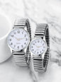 black alloy Arabic numerals for men and women Elastic elastic band quartz watch set Lovers watch gift set
