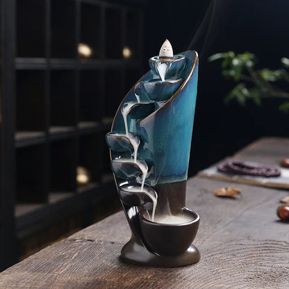 1pc Ceramic Waterfall Incense Burner Backflow Incense Burner Multifunctional Ornament (Without Incense)