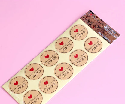 GANSSIA 100pcs/lot "Fait Main avec Amour" Thank you Round Seal Sticker Paper Adhesive Stickers for Bakery& Gift Packing(ss-1143)