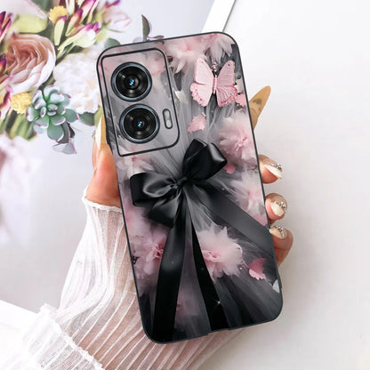 Case For Motorola Edge 50 Fusion Cover XT2429-1 Popular Flower Soft Black Silicone Phone Cases For Motorola G96 5G MotoG96 Funda
