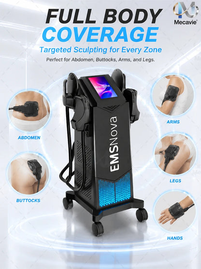 EMS 6500W HIEMT Sculpt 4Handles Non-invasive Fat Loss Muscle Build Butt Lift Skin Tighten Contour Machine 200HZ Peach Butt