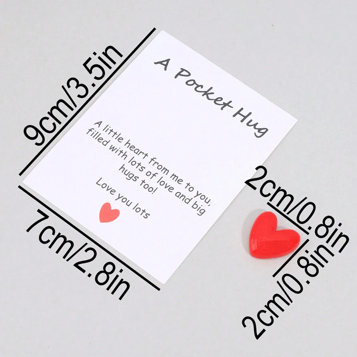 4 Pack Small Cute Pocket Hug Cards, Heart Shape Encouragement Greeting Cards, Mini Love Cards for Birthday Valentine