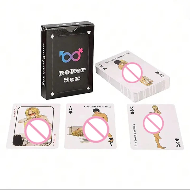 Adult Poker Card Game Set-Bedroom Fun Role Play 54 Cards Hottest Couples Sex Positions Sex Gift for Couples Connection Card Game