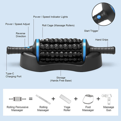 NEW Cordless Roller Body Massage Rechargeable Vibrators 360 Rolling Percussive Massager Muscle Relaxation Back Foot Leg Relaxer