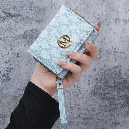 New style women's wallet, short, European and American PU high-end coin purse, printed, multi-card slots, small wallet