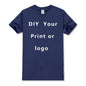 EU size 100% pure cotton custom T-shirt front and back team school uniform store logo text photo for men's personalized high-end