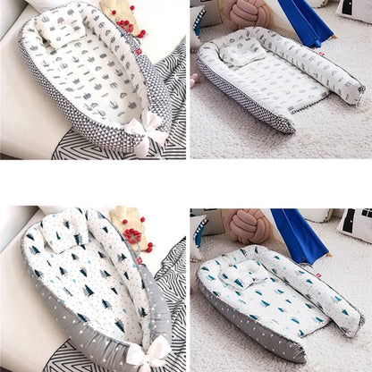 85x50cm Baby Nest Baby Crib Infant Cradle Cotton Cot Newborn Nursery Bassinet with Pillow Infant Toddler Lounger