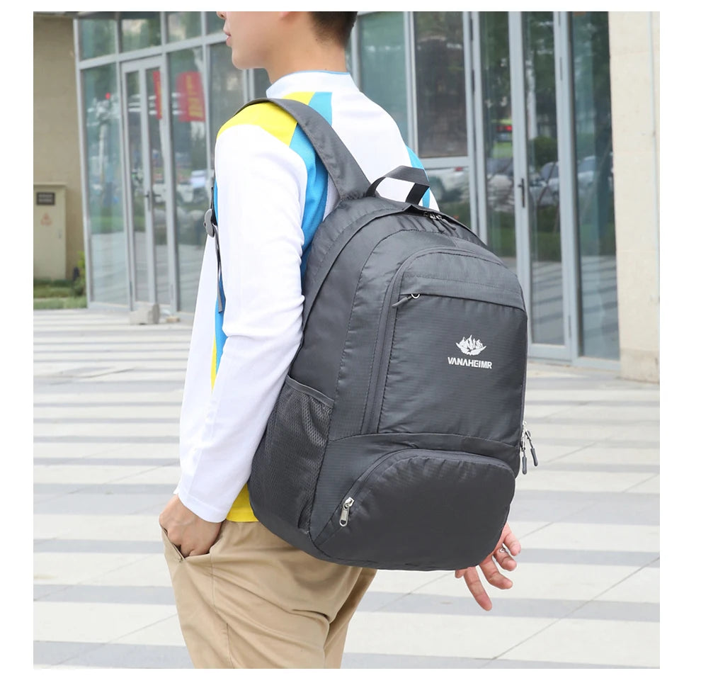 23L Packable Backpack Foldable Ultra Light Outdoor Duffle Bag Big Folding Knapsack Hiking Travel Rucksack Mountaineering Daypack