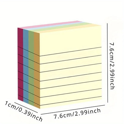 A Copy One Hundred Pages Self-Stick Lined Notes, Colorful Portable Memo Pads for Office, Home, School, Easy To Apply Notepad