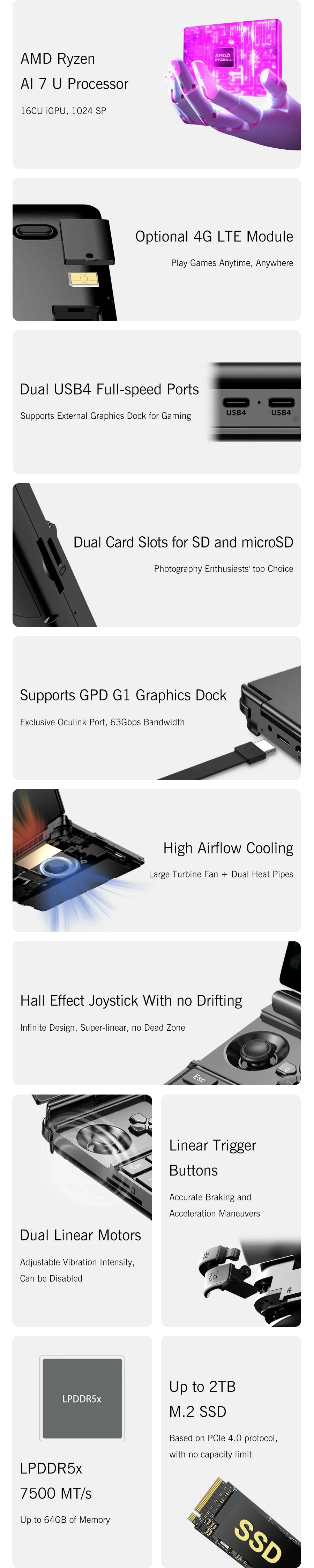 Fierce Ultra GPD 2025 WIN Max 2 Gaming Laptop - 32GB RAM 1TB/2TB SSD AMD 8840U CPU AI9 HX370 Mini PC for High-Performance Comput