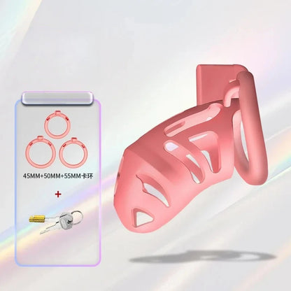 New Sissy Simulation Vagina Chastity Cock Cage Sex Toy with 4 Size Cock Ring Bdsm Penis Urethral Lock Adult Toy for Men