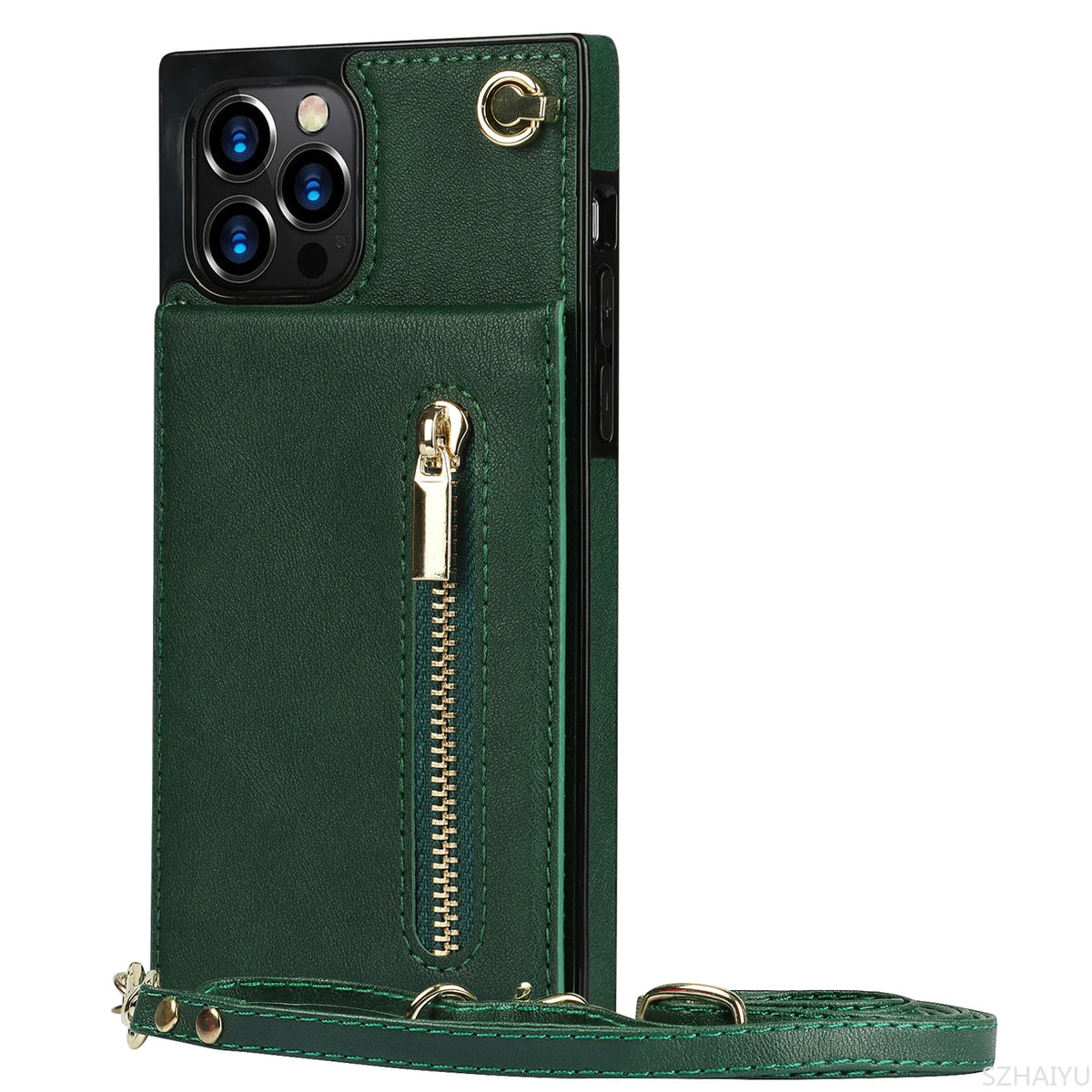 Zipper Wallet for IPhone 17 Air 16 16E 15 14 13 12 11 Pro Max Plus Case with Card Holder Lanyard Strap Crossbody Leather Cover