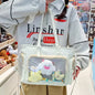 New Y2K Cute Japanese Ita Bag Lolita Girl Transparent Shoulder Tote Bag Large Capacity Crossbody Casual Bag DIY Display Handbags