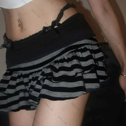 Emo Girls Summer Mini Cute Striped Women's Skirt Streetwear Hip-Hop All-match Fashion Vintage Y2K Hot Girls Slim Women's  Skirt