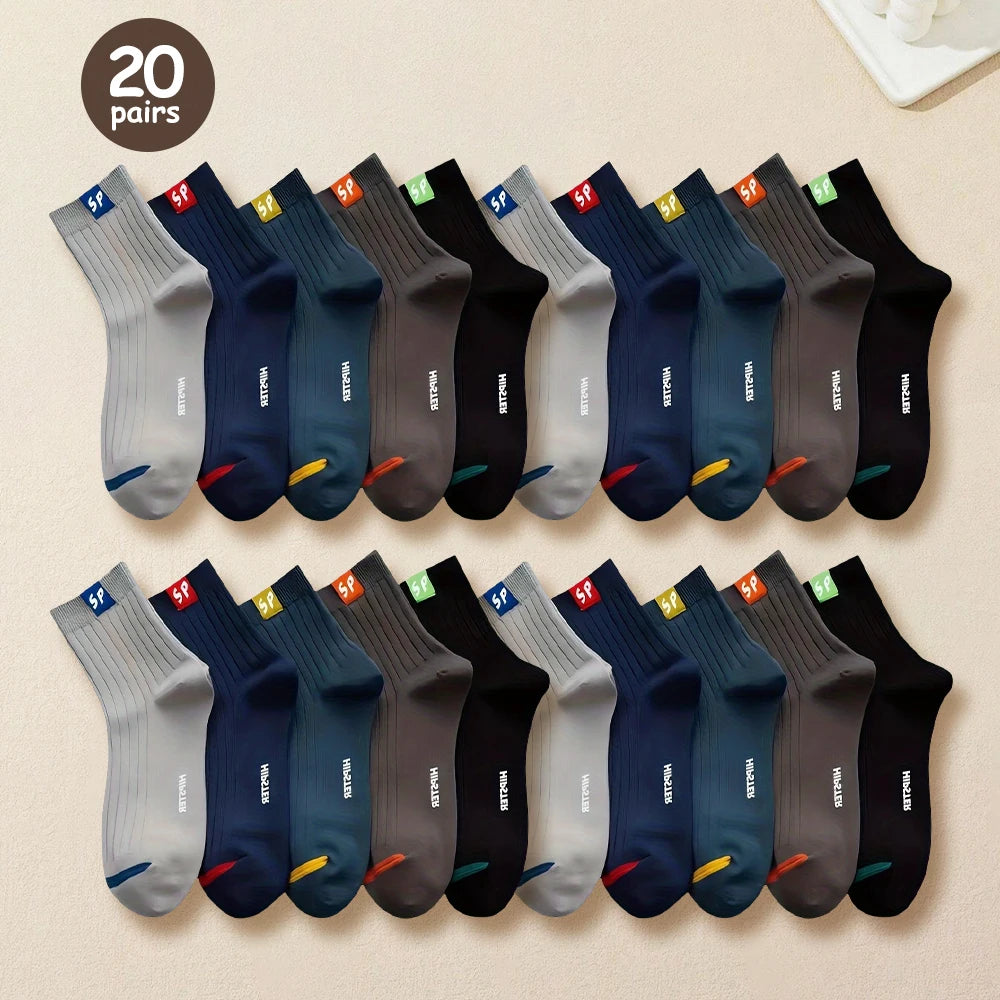 5/10/15/20 Pairs Men Socks Breathable Cotton Sports Stockings Comfortable Men Socks Sweat Absorption Business Socks Letter Print
