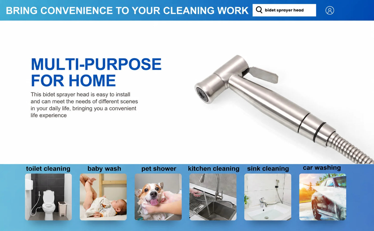 Portable Pressurized Handheld Bidet Sprayer Nozzle for Feminine Hygiene Care & Toilet Washing Cleaning Bathroom Accessory