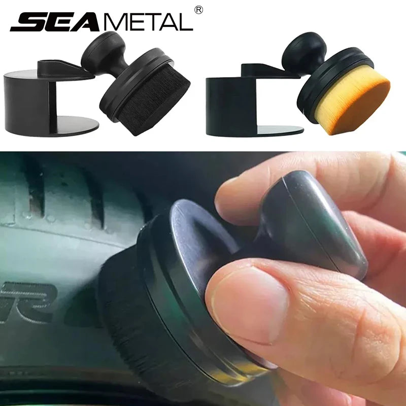 SEAMETAL Car Tire Cleaning Brush Dust Remover Portable Auto Detail Brush with Cover High Density Soft Bristle for Car Accessorie