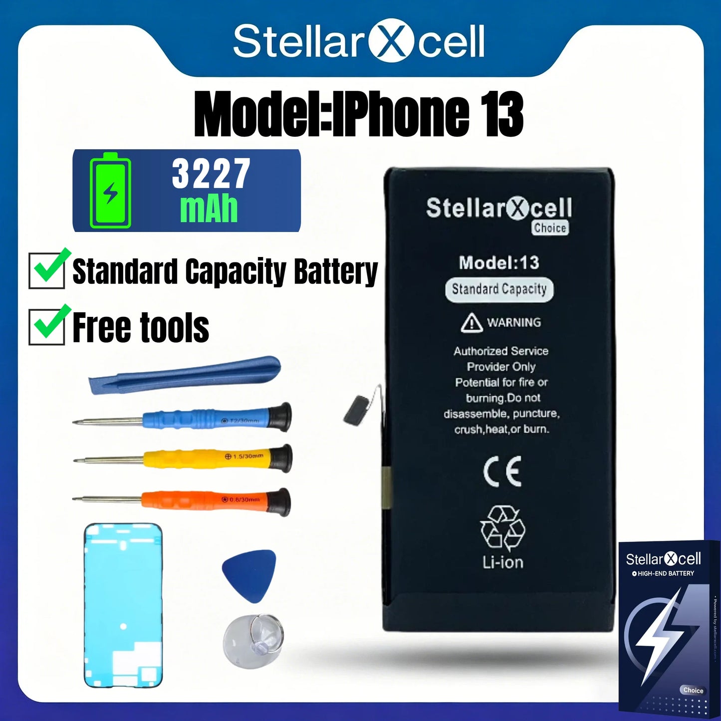 StellarXcell Choice Battery for iPhone 11 12 13 14 15 Mini Plus Pro Promax Original Capacity Replacement Bateria High Quality