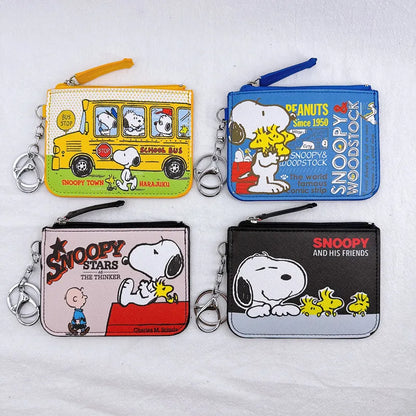 Snoopy Coin Purses Charlie Brown Cute Wallet Women Leisure Woodstock Zipper Card Holder Coin Pouch Lady Cases Giirls